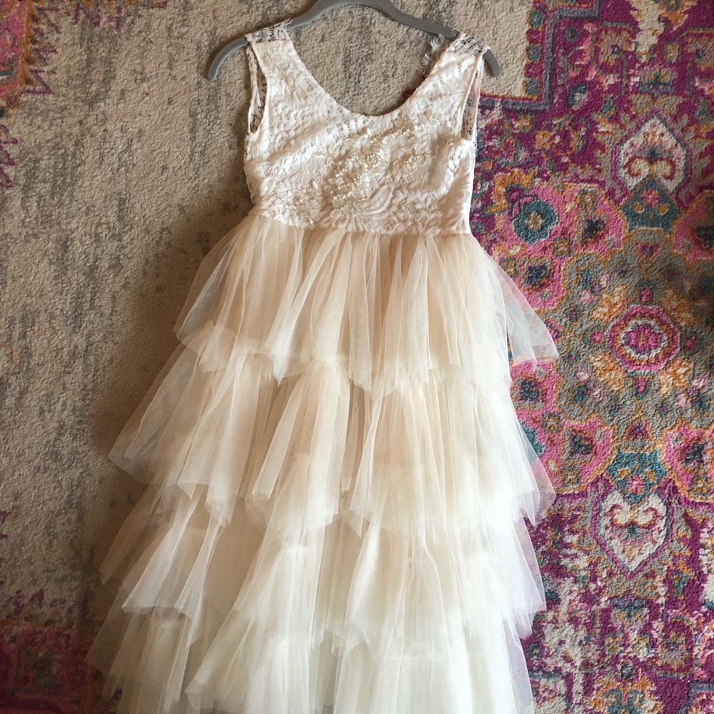 Beautiful long girls ivory dress